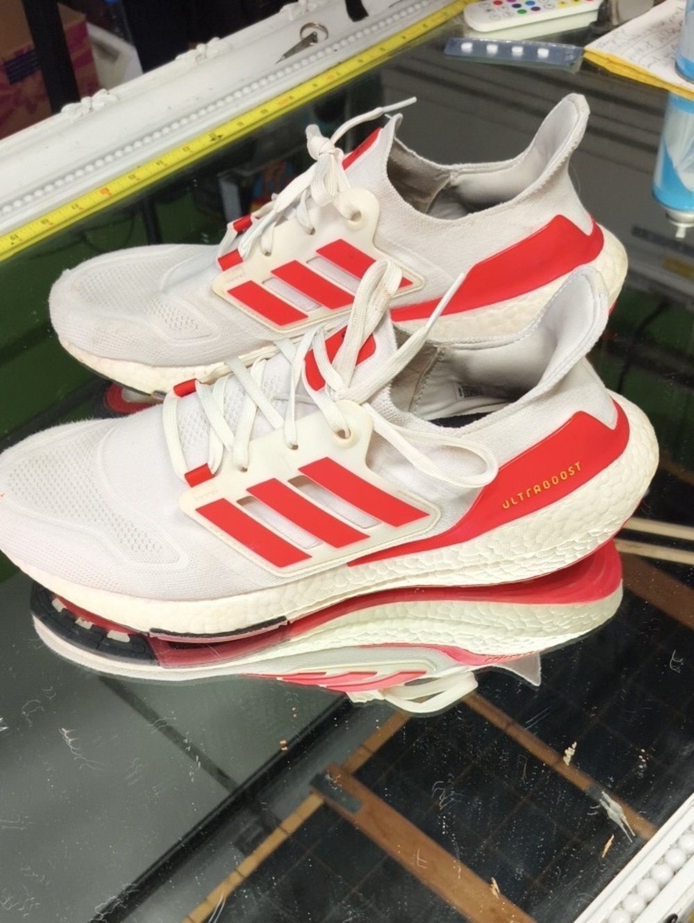 Mens 11.5 the adidas UltraBoost 22 'White Vivid Red' sneakers.  Great Shoe.